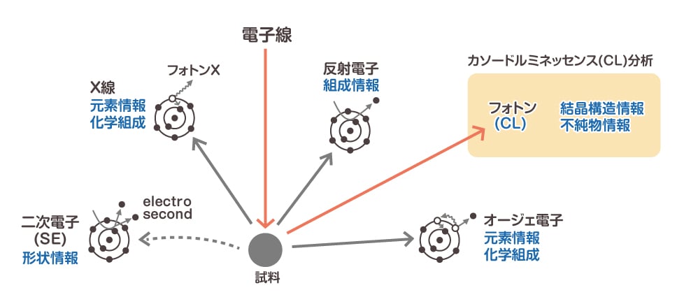 図：電子線照射時に発せられるもの