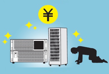 2つの装置にお金がかかり挫折するイメージ図